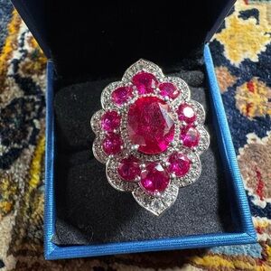 925 Sterling Silver Ring Size 7 Ruby Cluster Sapphire
Statement Maximalist